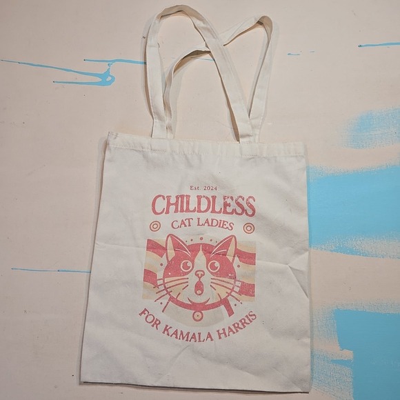 Handbags - Childless Cat Ladies For Kamala Harris 2024 Tote Bag Canvas Artsy Political USA‎